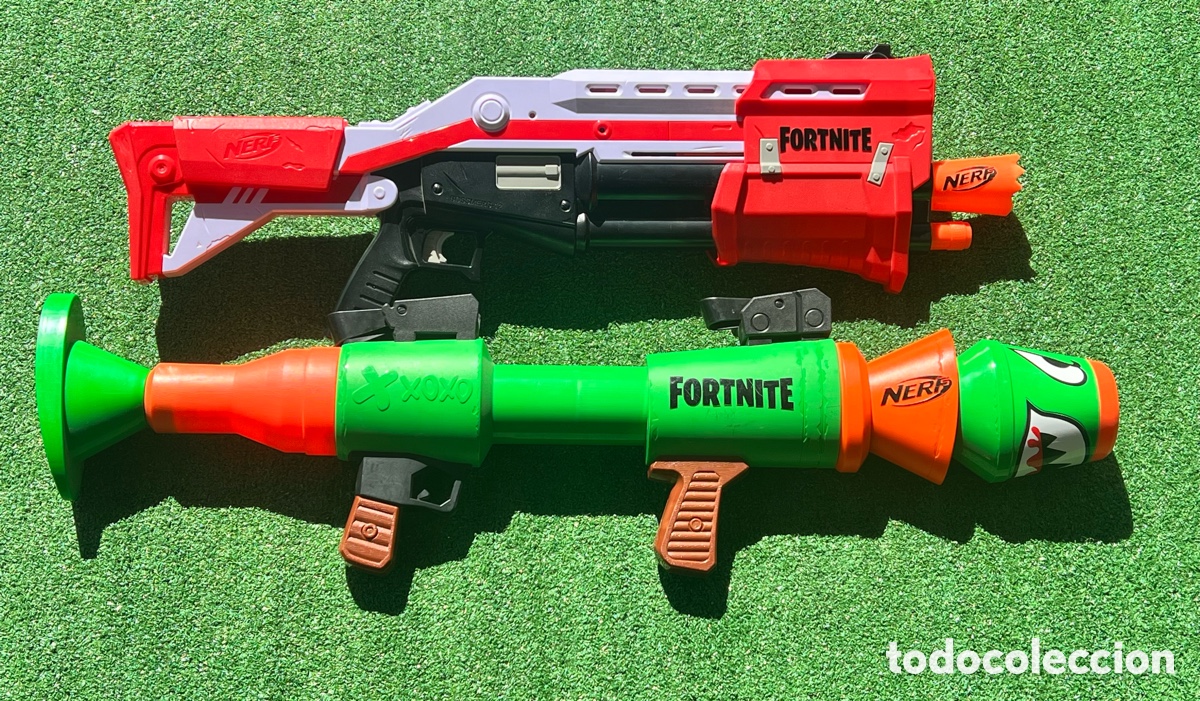 Juguetes antiguos y juegos de colecci&oacute;n: Lote Nerf Fortnite Hasbro 2 Lanzadores Blaster SP-L & RL Foam Dart Gun Original