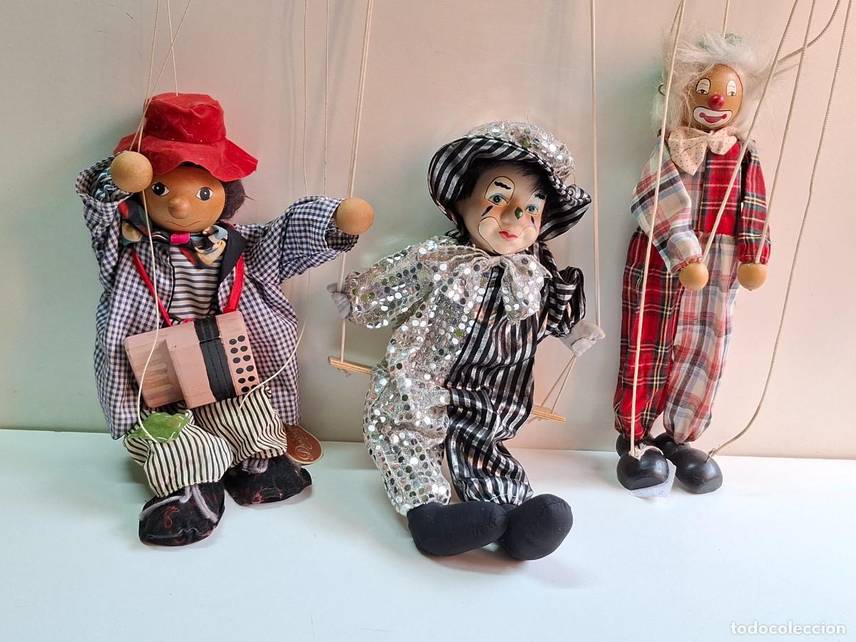Jouets Anciens et Jeux de collection: LOTE DE 3 ANTIGUOS TITERES DE CUERDA - PAYASOS CON CABEZA DE PORCELANA Y MADERA