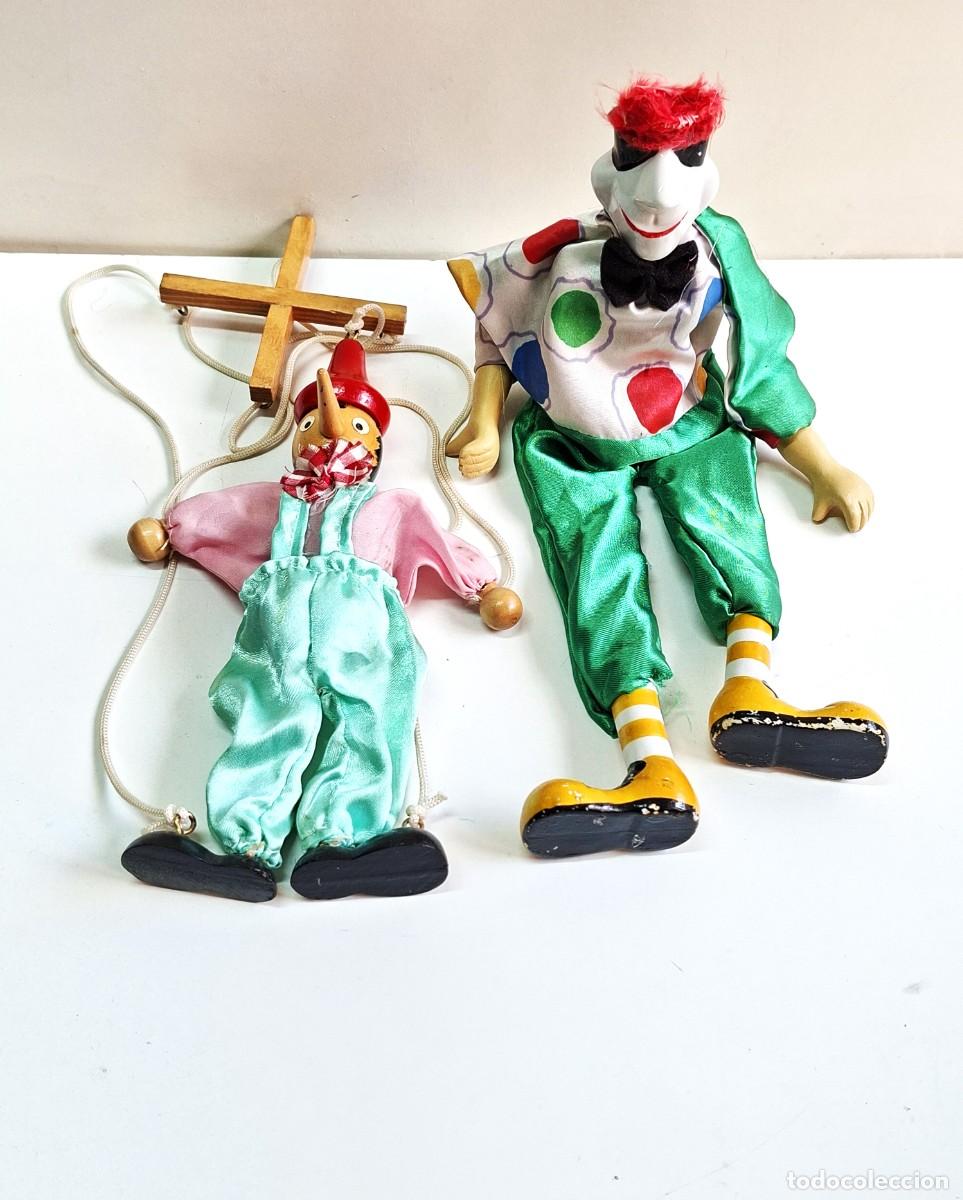 Jouets Anciens et Jeux de collection: LOTE DE MARIONETAS VINTAGE DE MADERA, PAYASO Y PINOCHO