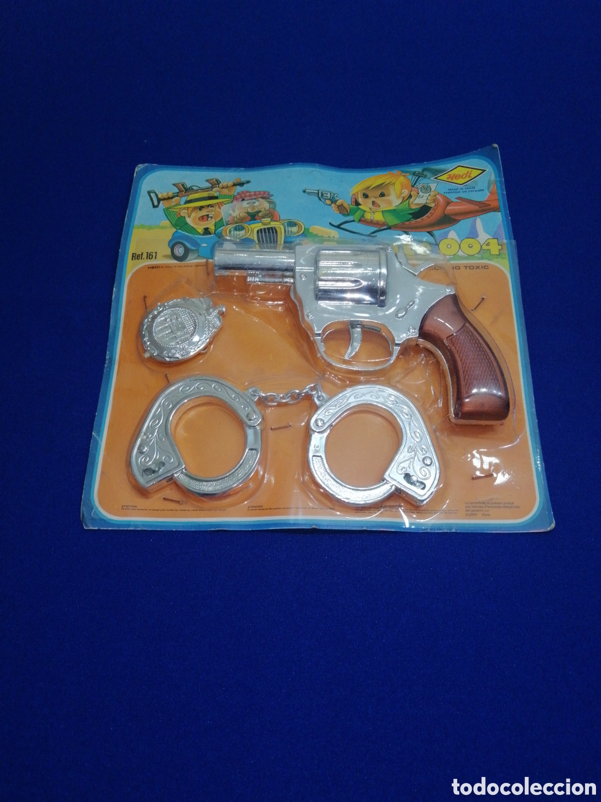 Juguetes antiguos y juegos de colecci&oacute;n: AGENTE 004 - HEDI - (VALENCIA) MADE IN SPAIN EN SU ENVASE ORIGINAL -REF 161-PLACA PISTOLA ESPOSAS
