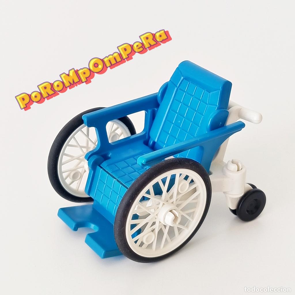 Juguetes antiguos y juegos de colecci&oacute;n: PLAYMOBIL SILLA DE RUEDAS AZUL &Eacute;POCA 3363 7069 ENFERMO HOSPITAL A&Ntilde;OS 80 CG6