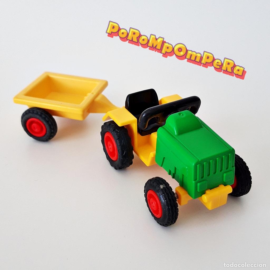 Juguetes antiguos y juegos de colecci&oacute;n: PLAYMOBIL TRACTOR INFANTIL CON REMOLQUE 3715 VEH&Iacute;CULO AMARILLO-VERDE NI&Ntilde;O A&Ntilde;OS 90 CG5