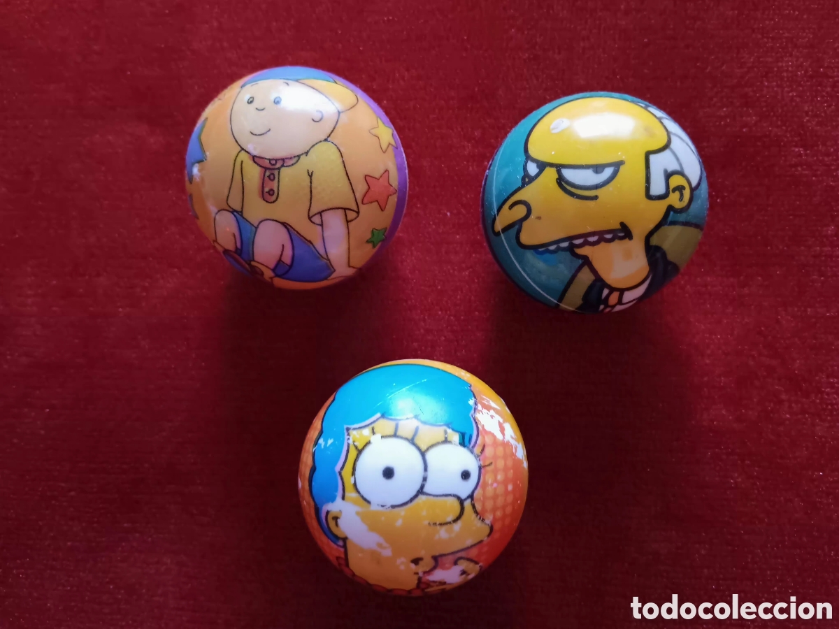 Juguetes antiguos y juegos de colecci&oacute;n: Lote 3 pelotas peque&ntilde;as. The Simpson y Caillon