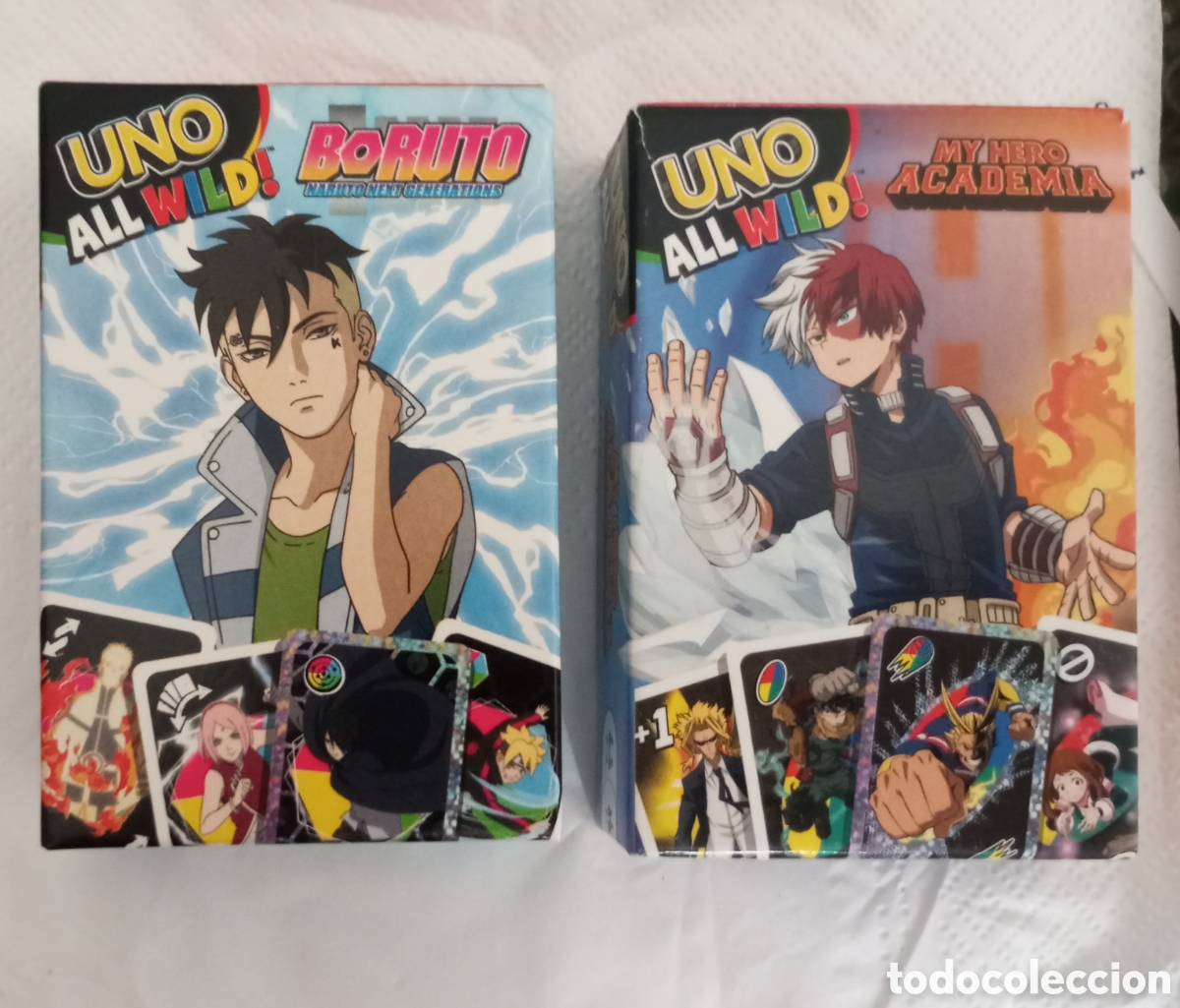 Juguetes antiguos y juegos de colecci&oacute;n: 2 barajas Uno Wild all boruto Next generation cartas mac donald's nuevas