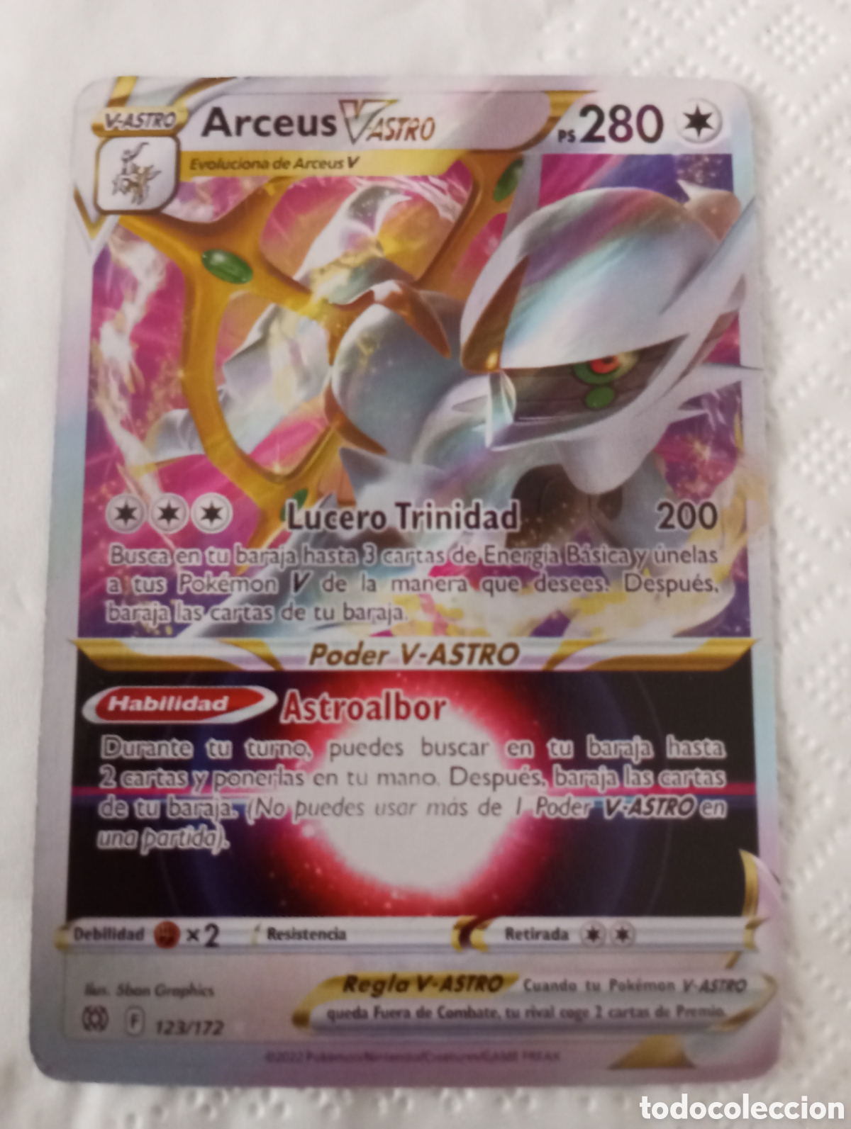 Jouets Anciens et Jeux de collection: Carta Pok&eacute;mon Vastro 280 evoluci&oacute;n de Arceus V lucero trinidad 200