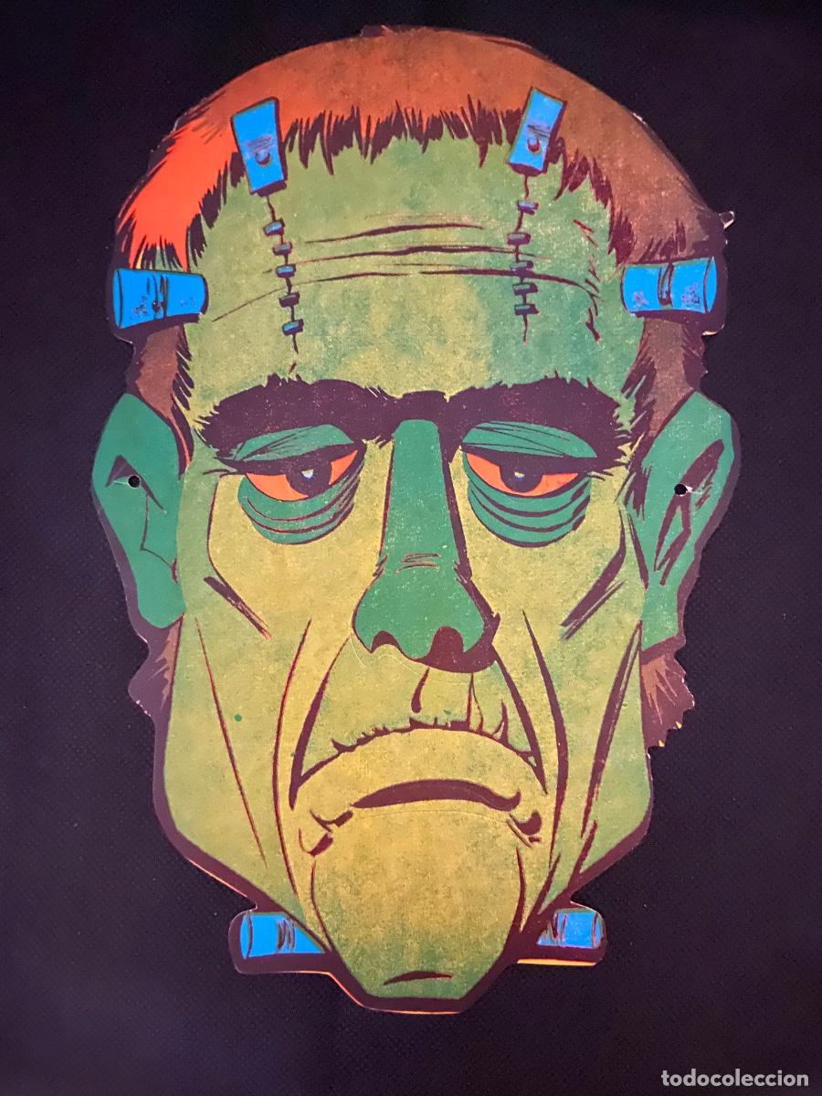 Juguetes antiguos y juegos de colecci&oacute;n: ANTIGUA CARETA DE CARTON &ldquo; FRANKENSTEIN &ldquo; CON SUS GOMAS