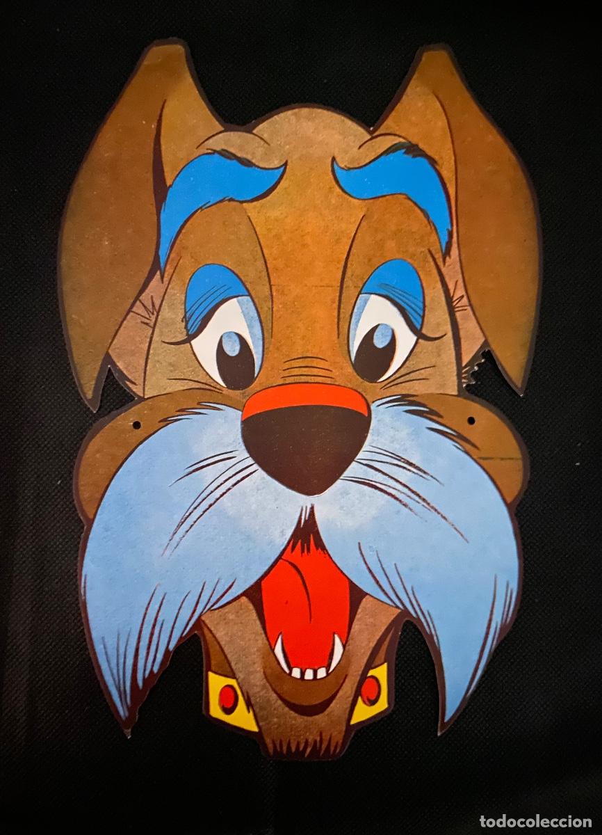 Juguetes antiguos y juegos de colecci&oacute;n: ANTIGUA CARETA DE CARTON &ldquo; JOCK &ldquo; LA DAMA Y EL VAGABUNDO - DISNEY CON SUS GOMAS