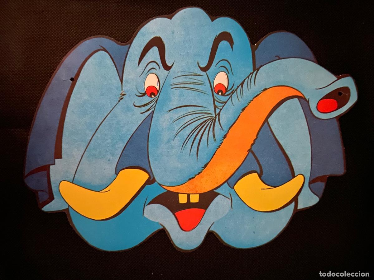 Juguetes antiguos y juegos de colecci&oacute;n: ANTIGUA CARETA DE CARTON &ldquo; ELEFANTE CORONEL HATHI &ldquo; EL LIBRO DE LA SELVA - DISNEY CON SUS GOMAS