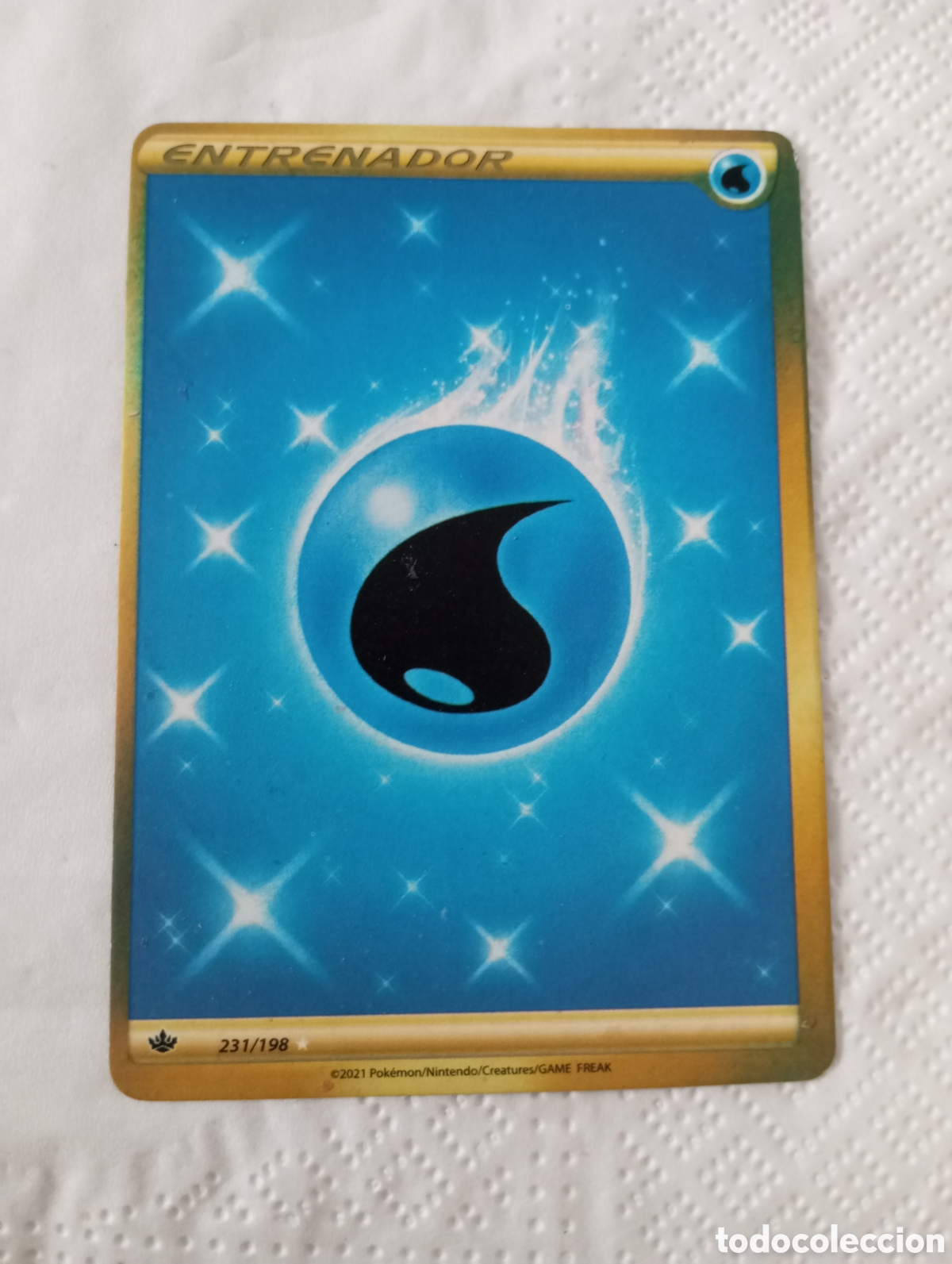 Juguetes antiguos y juegos de colecci&oacute;n: Carta Pok&eacute;mon energ&iacute;a agua reinado escalofriante 231/198