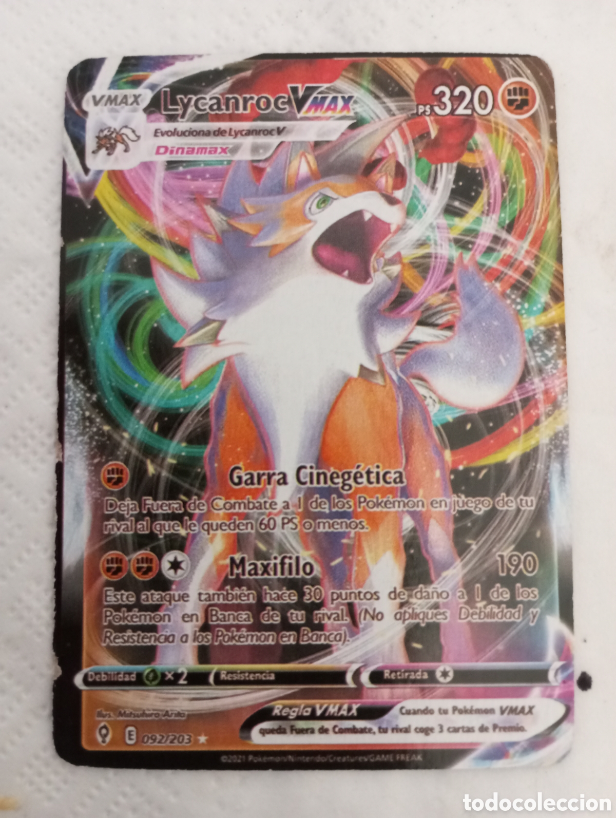 Juguetes antiguos y juegos de colecci&oacute;n: Carta Pok&eacute;mon lyncaroc VMax ps 320