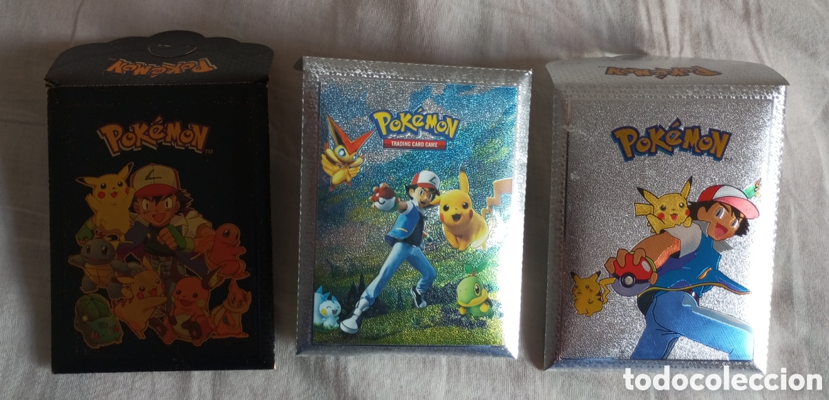 Brinquedos antigos e Jogos de cole&ccedil;&atilde;o: 3 sobres vac&iacute;os de cartas Pok&eacute;mon dorados