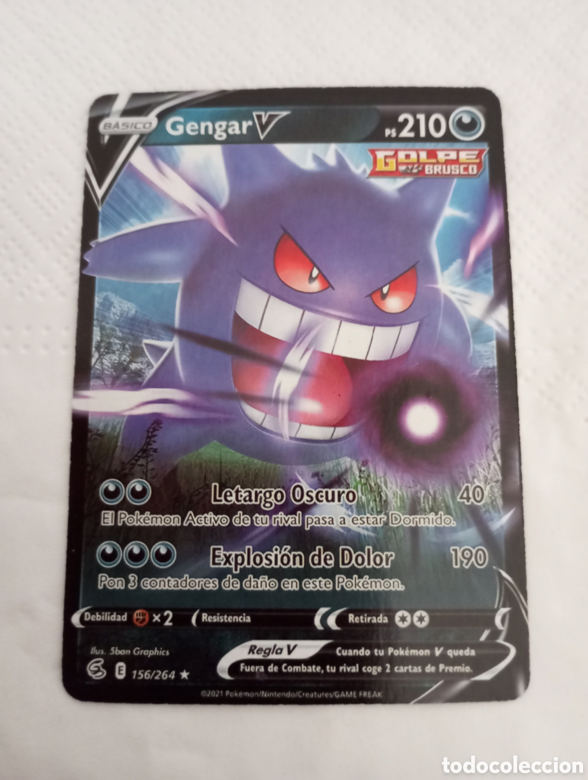 Juguetes antiguos y juegos de colecci&oacute;n: Carta Pok&eacute;mon gengar V ps 210 156/264 letargo oscuro