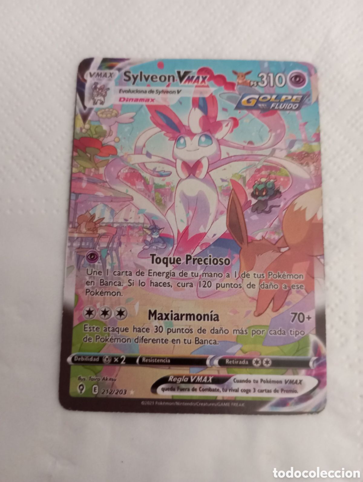 Juguetes antiguos y juegos de colecci&oacute;n: Carta Pok&eacute;mon silveon V Max ps 310 toque precioso 212)203 maxiarmonia