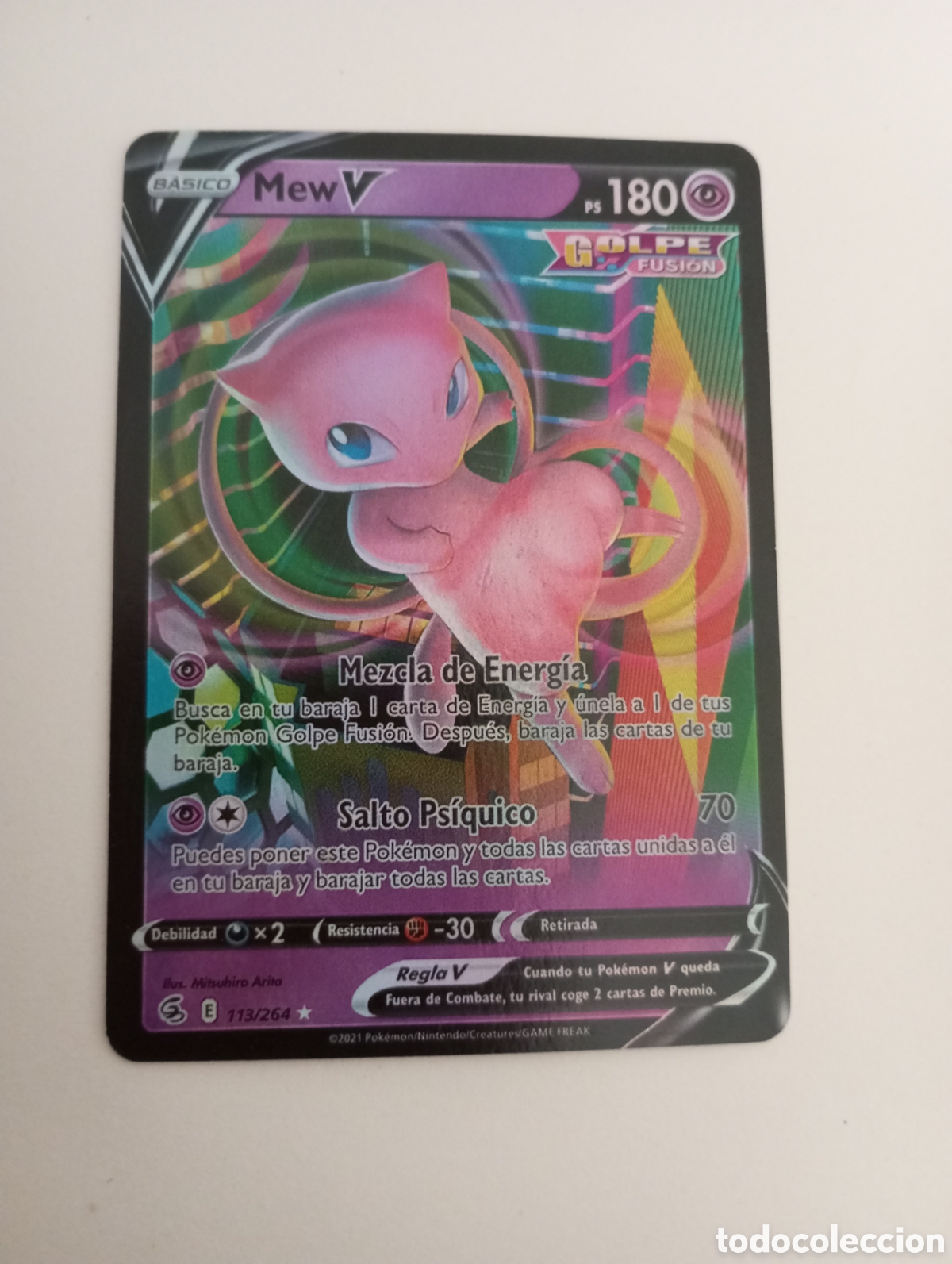 Juguetes antiguos y juegos de colecci&oacute;n: Carta Pok&eacute;mon Mew V ps 180 113/264 golpe fusion