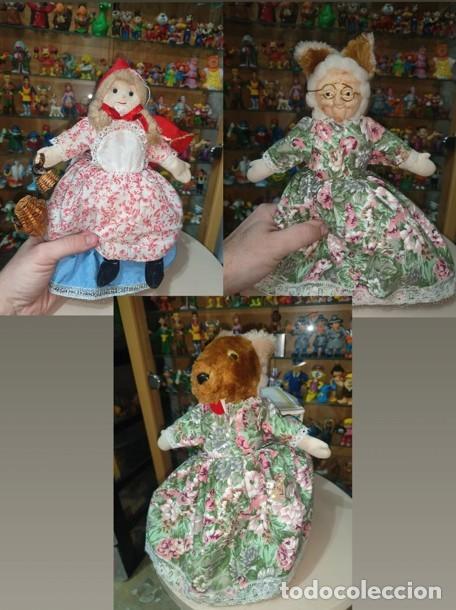 Juguetes antiguos y juegos de colecci&oacute;n: Rareza coleccionitas ! Antigua mu&ntilde;eca de trapo 3 en 1 Caperucita Roja , Abuelita y Lobo a&ntilde;os 70 80