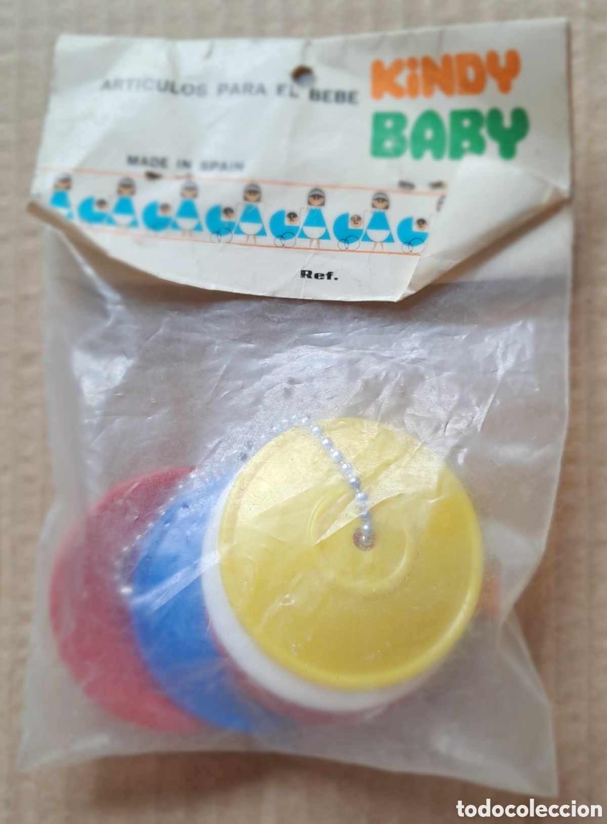 Juguetes antiguos y juegos de colecci&oacute;n: Kindy Baby. Sonajero de discos a&ntilde;os 80 o 90. Primera infancia