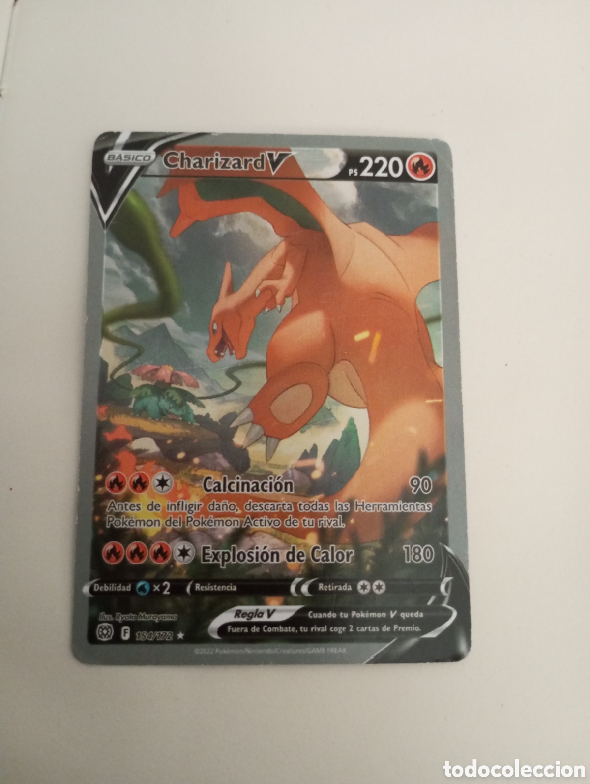 Juguetes antiguos y juegos de colecci&oacute;n: Carta Pok&eacute;mon Charizard V ps 220 calcinaci&oacute;n 154/172