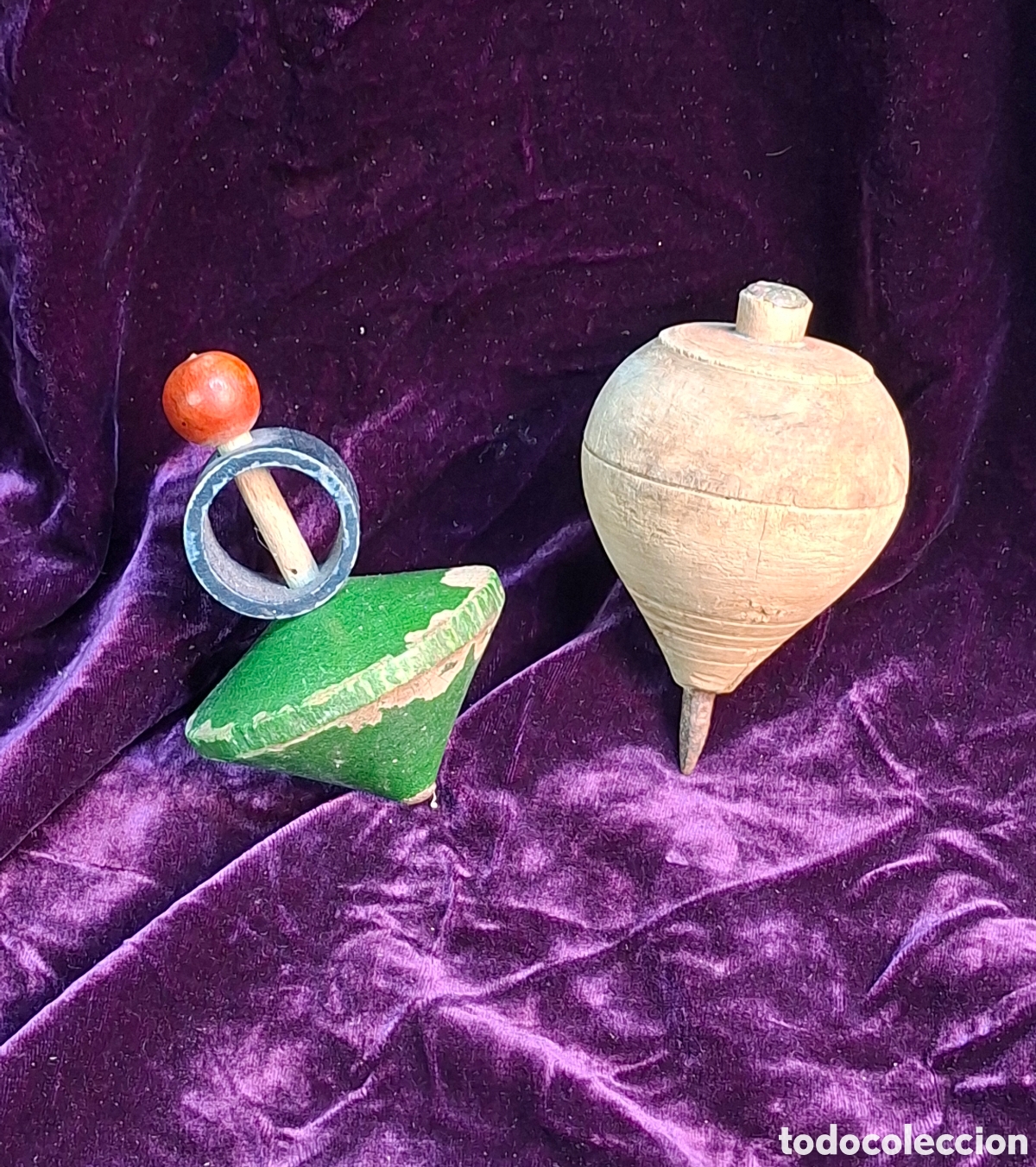 Juguetes antiguos y juegos de colecci&oacute;n: Peonzas antiguas de madera principios Siglo XX