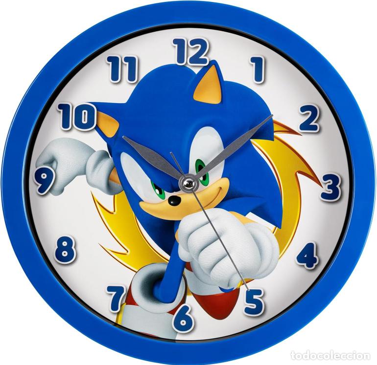 Juguetes antiguos y juegos de colecci&oacute;n: DISNEY Sega Sonic Reloj de pared con dise&ntilde;o de erizo, color azul