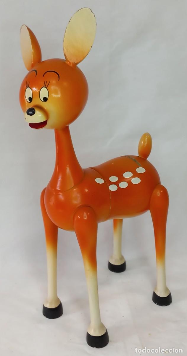 Juguetes antiguos y juegos de colecci&oacute;n: ANTIGUA HUCHA DE MADERA CON FORMA DE BAMBI , FABRICADA POR VILA o GOULA , EN LOS A&Ntilde;OS 50