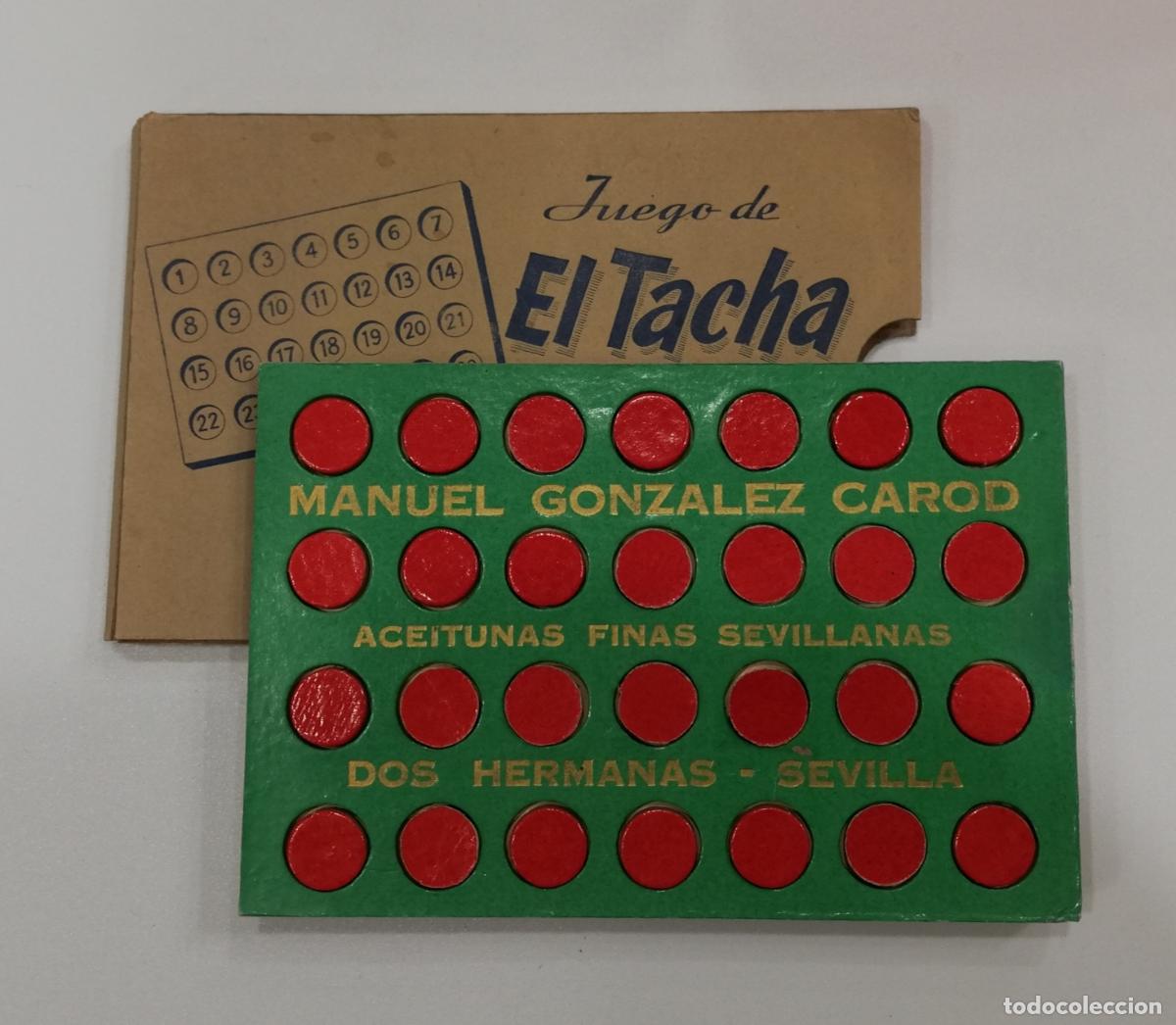 Juguetes antiguos y juegos de colecci&oacute;n: Juego de El Tacha. Obsequio de la casa Manuel Gonz&aacute;lez Carod, Aceitunas finas Sevillanas