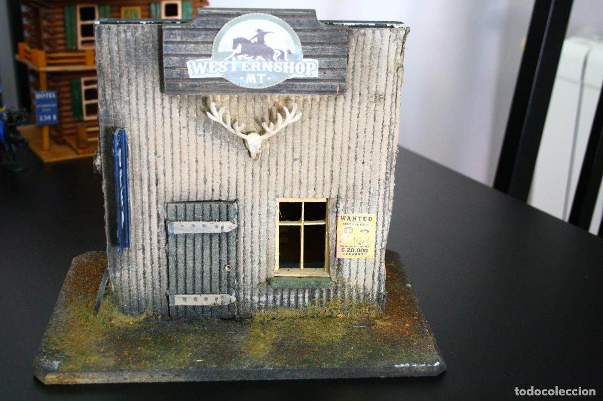 Juguetes antiguos y juegos de colecci&oacute;n: Bonita maqueta casa oeste wild west tienda - Antigua casa elastol&iacute;n tuneada