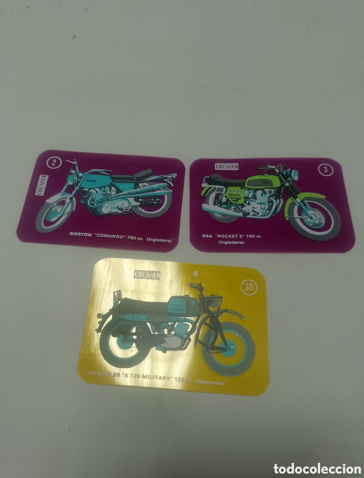Juguetes antiguos y juegos de colecci&oacute;n: Lote motos cropan tarjetas
