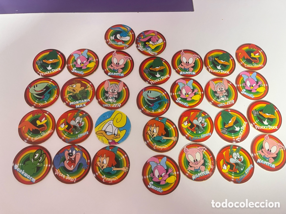 Juguetes antiguos y juegos de colecci&oacute;n: Antiguo lote de tazos Looney Tunes