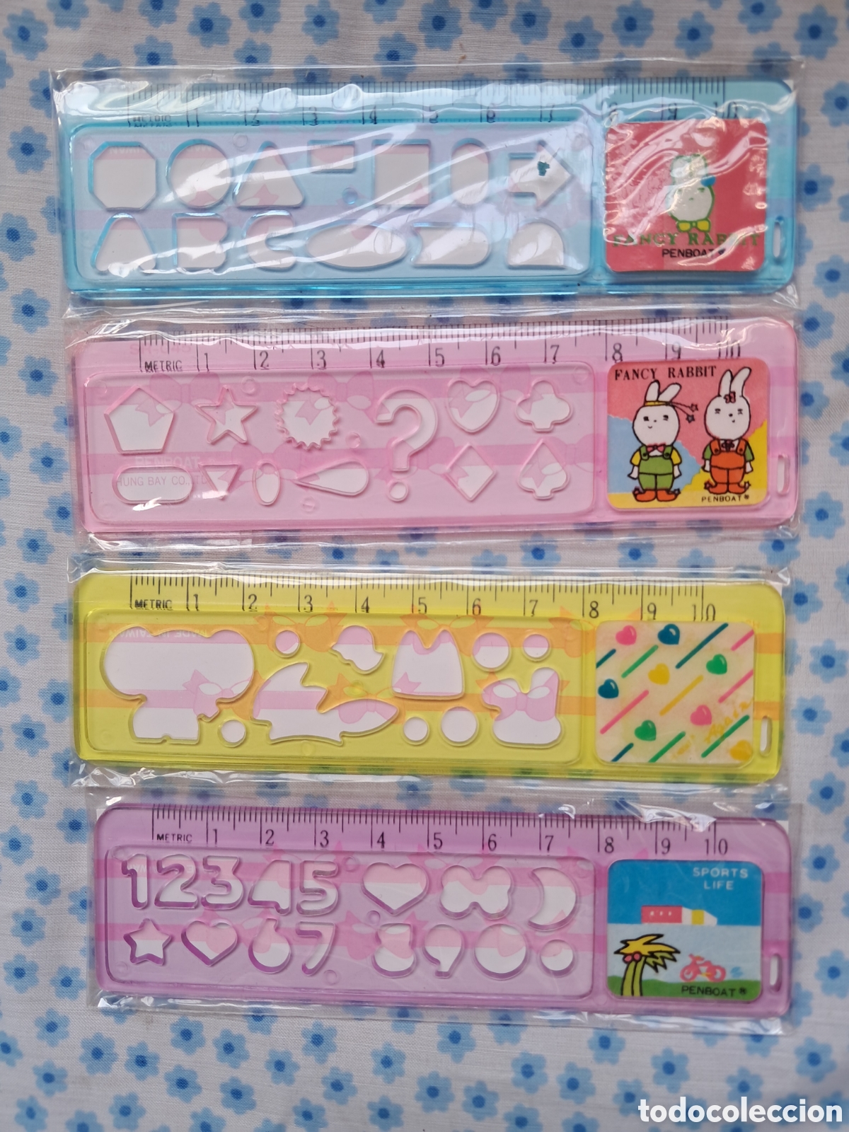 Jouets Anciens et Jeux de collection: Conjunto de 4 peque&ntilde;as reglas infantiles con siluetas
