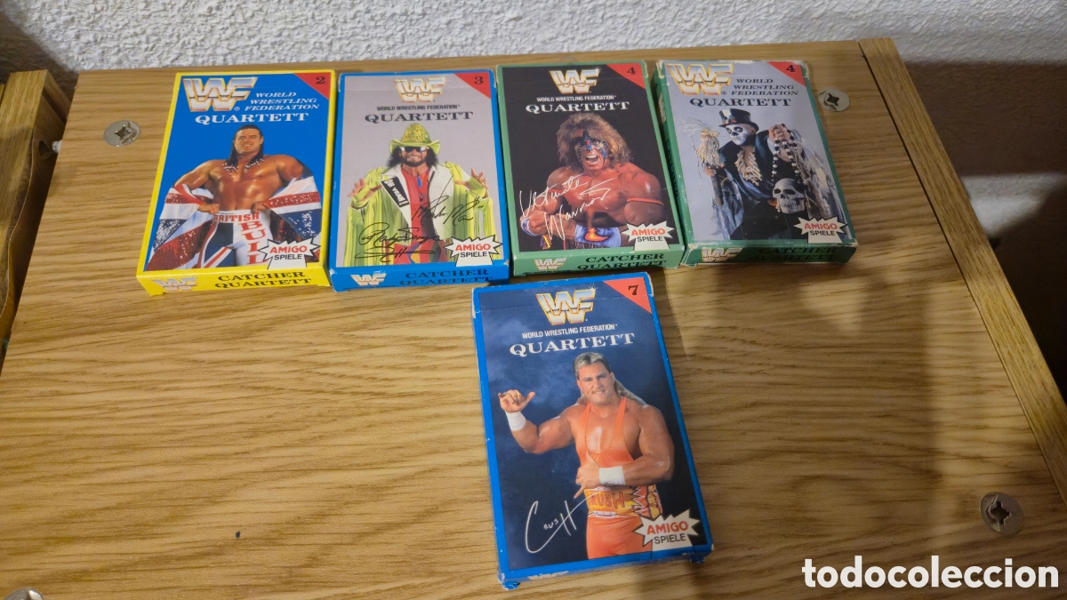 Juguetes antiguos y juegos de colecci&oacute;n: Lote de 5 barajas a&ntilde;os 90 de wwf. Ultimate warrior, Macho Man, British Bulldog, Crush y Papa Shang