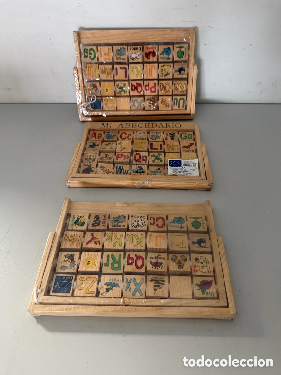 Juguetes antiguos y juegos de colecci&oacute;n: juguetes educativos de abecedario giratorio de madera