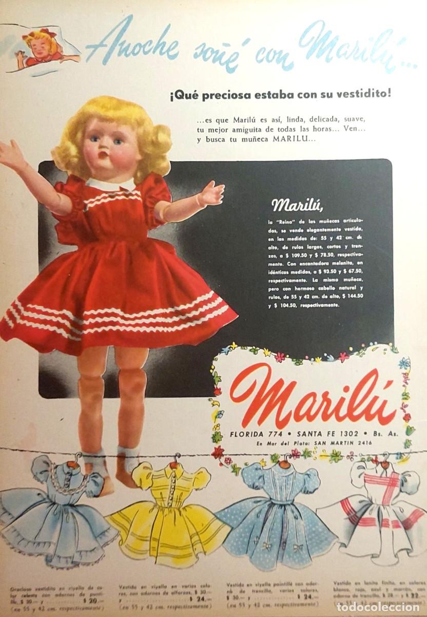 Juguetes antiguos y juegos de colecci&oacute;n: ANTIGUO LOTE DE 2 LAMINAS DE PUBLICIDAD MU&Ntilde;ECAS ( MARILU ) DEL 1950