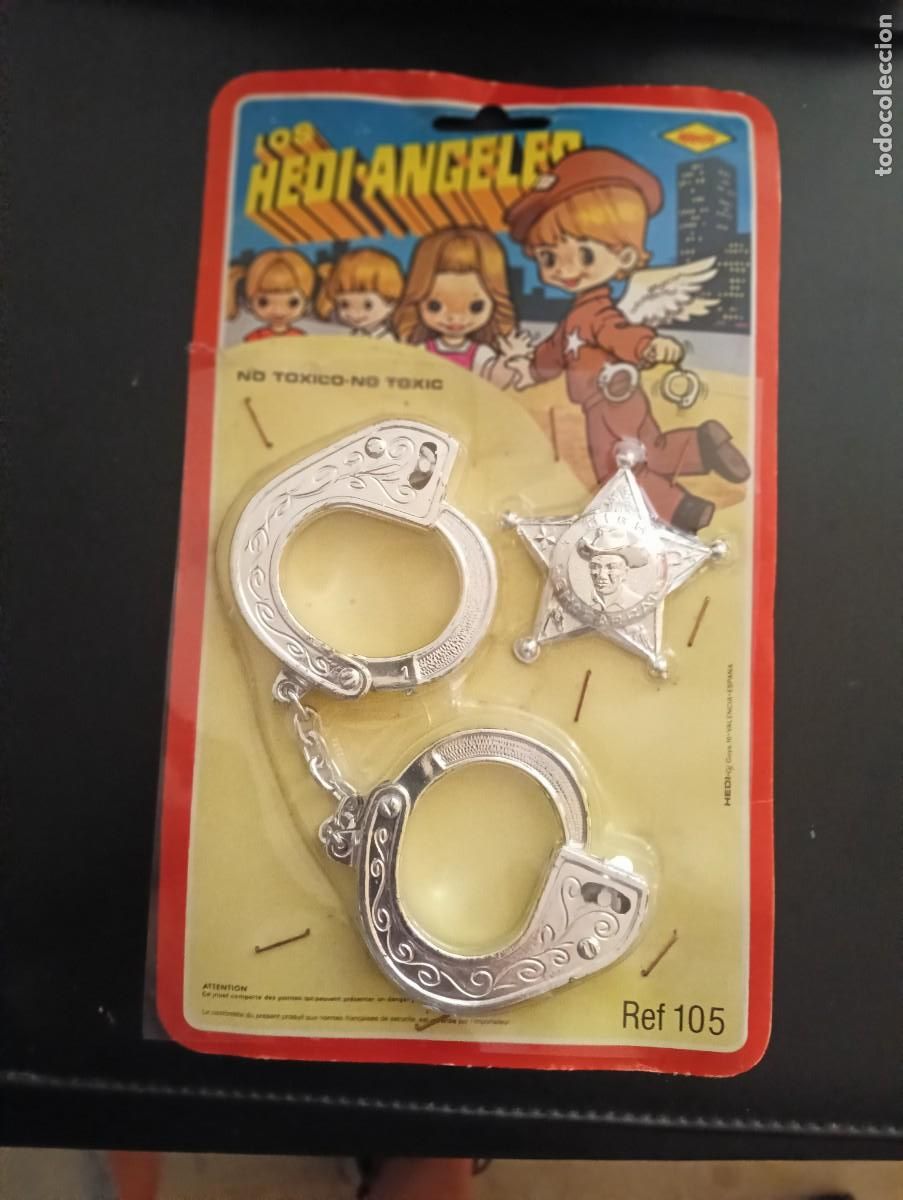 Juguetes antiguos y juegos de colecci&oacute;n: JUGUETE INFANTIL A&Ntilde;OS 70 CON BLISTER - HEDI REF. 105 - LOS HEDI-ANGELES - ESPOSAS Y ESTRELLA SHERIFF