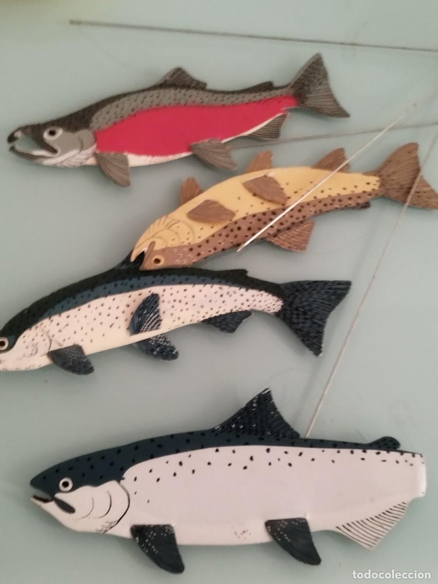 Antique Toys and Collectible Games: M&oacute;vil colgante de 4 truchas y salmones.