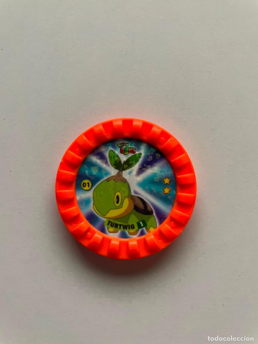Juguetes antiguos y juegos de colecci&oacute;n: Tazos Pok&eacute;mon Roks 2007 Chipicao N&ordm; 01 Turtwig Circulo amarillo