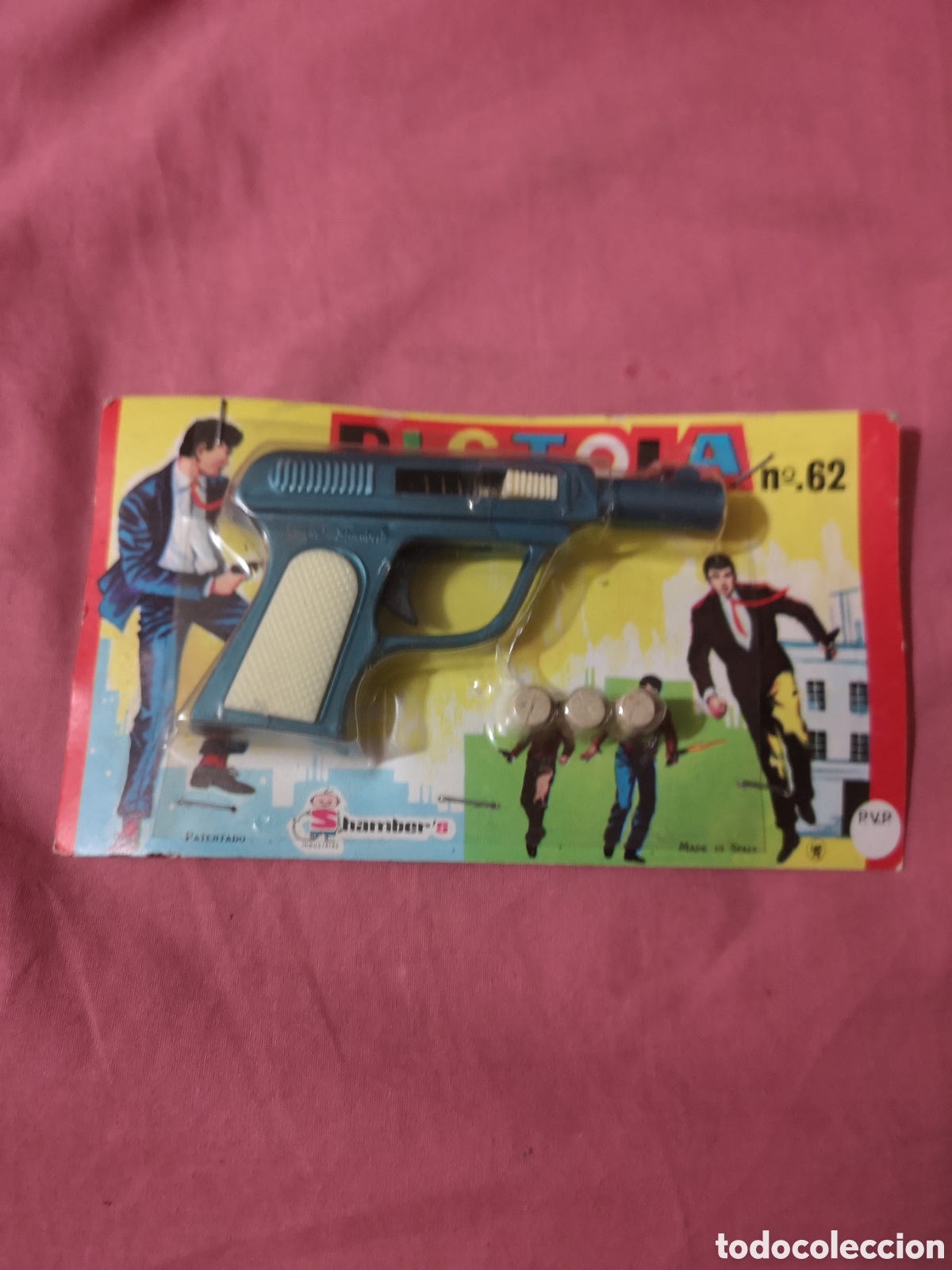Juguetes antiguos y juegos de colecci&oacute;n: SHAMBER'S. Pistola lanzatapones 3 corchos n&deg;62. SIN ABRIR. A&ntilde;os 70.