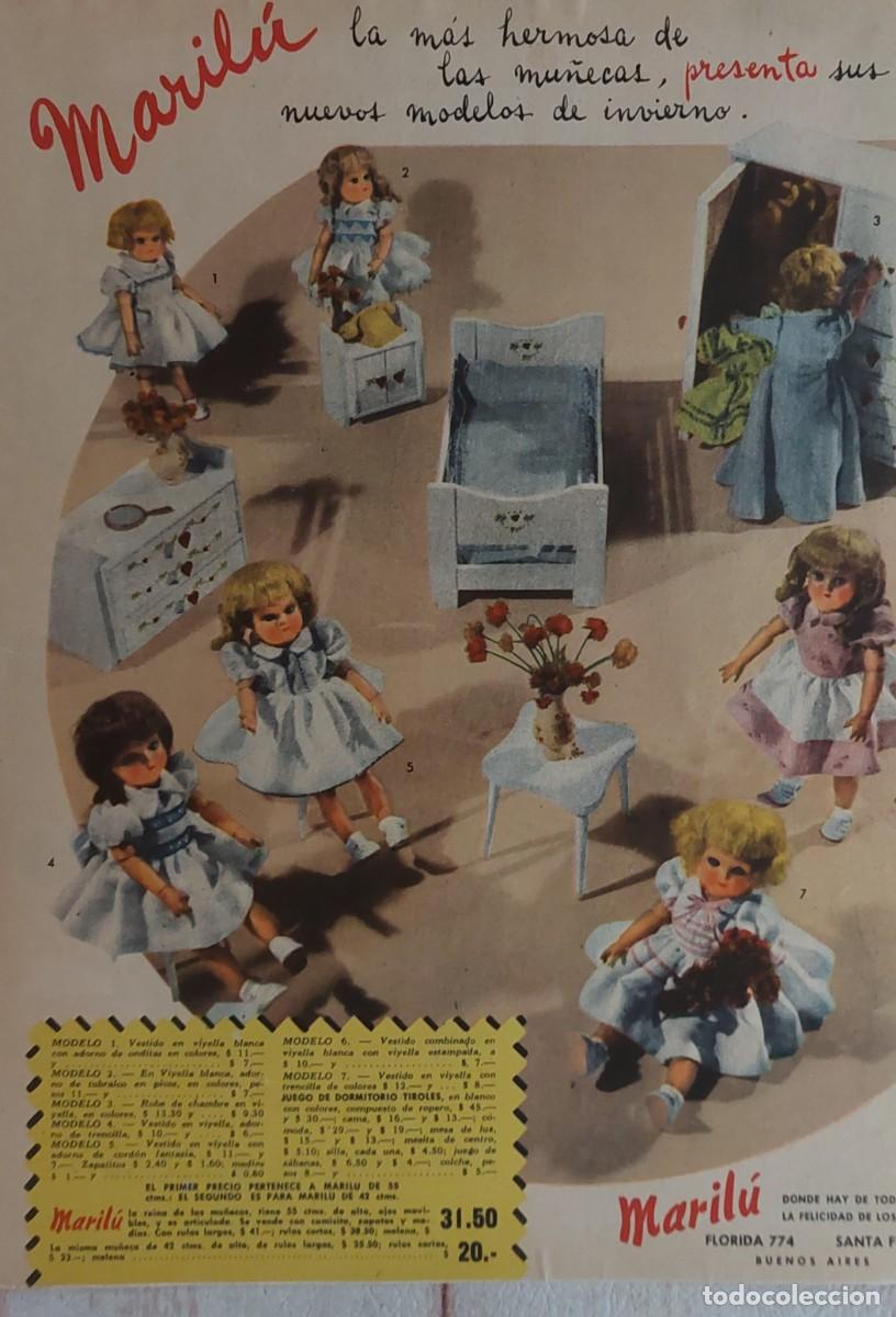 Juguetes antiguos y juegos de colecci&oacute;n: LOTE DE 2 CARTELES DE PUBLICIDAD MU&Ntilde;ECAS ( MARILU ) D&eacute;cada de los 40