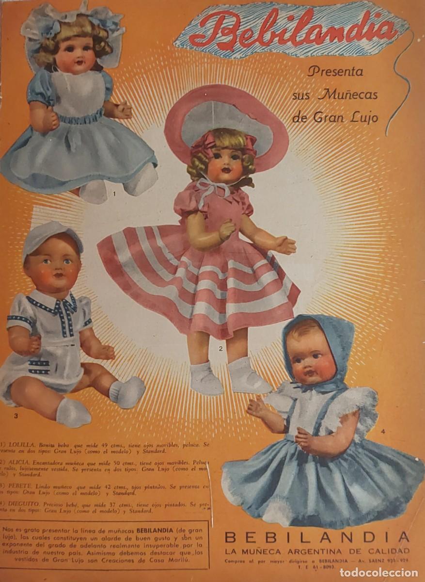 Juguetes antiguos y juegos de colecci&oacute;n: ANTIGUO LOTE DE 2 LAMINAS DE MU&Ntilde;ECAS ARGENTINAS ( BEBILANDIA ) DECADA DE LOS 40