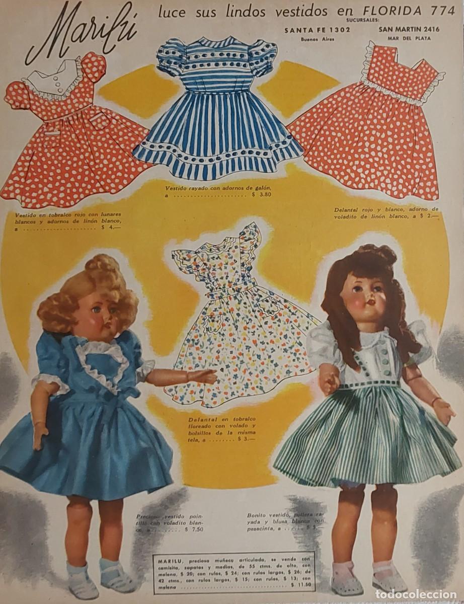 Juguetes antiguos y juegos de colecci&oacute;n: ANTIGUO LOTE DE 2 LAMINAS DE VESTIDOS ( MARILU ) DE LA DECADA DE LOS 40