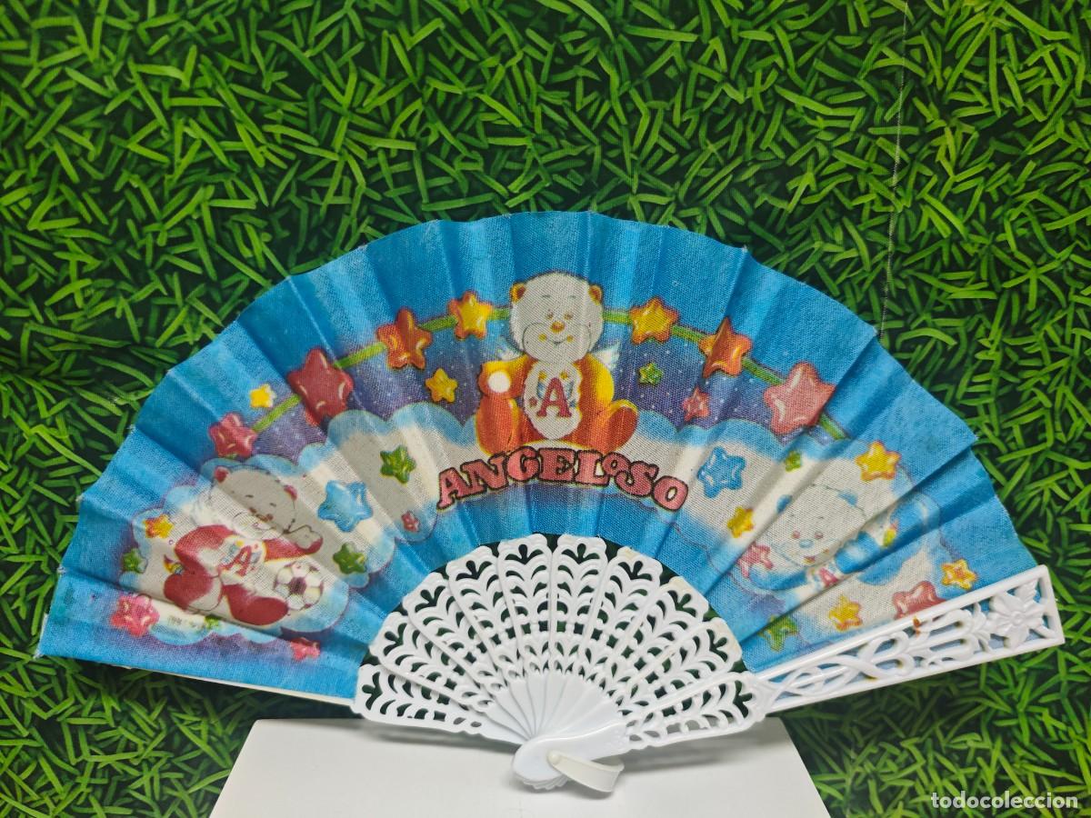Juguetes antiguos y juegos de colecci&oacute;n: ABANICO INFANTIL DE TELA Y PLASTICO A&Ntilde;OS 70 OSOS ANGELOSOS