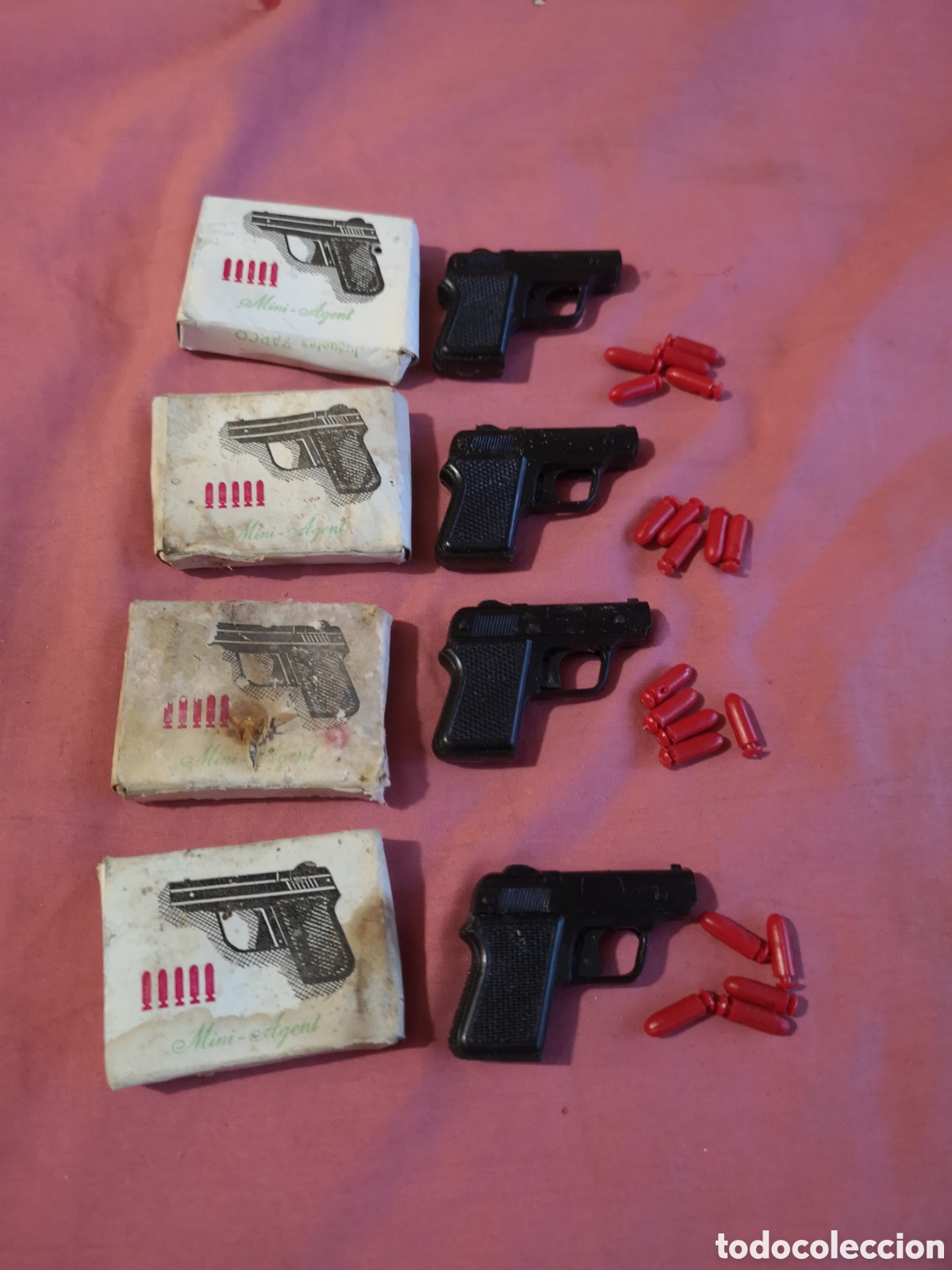 Juguetes antiguos y juegos de colecci&oacute;n: Juguetes Zarco. LOTE DE 4 MINI PISTOLAS LANZA-BALINES. CON 20 BALINES. FUNCIONAN MUY BIEN. A&ntilde;os 70.