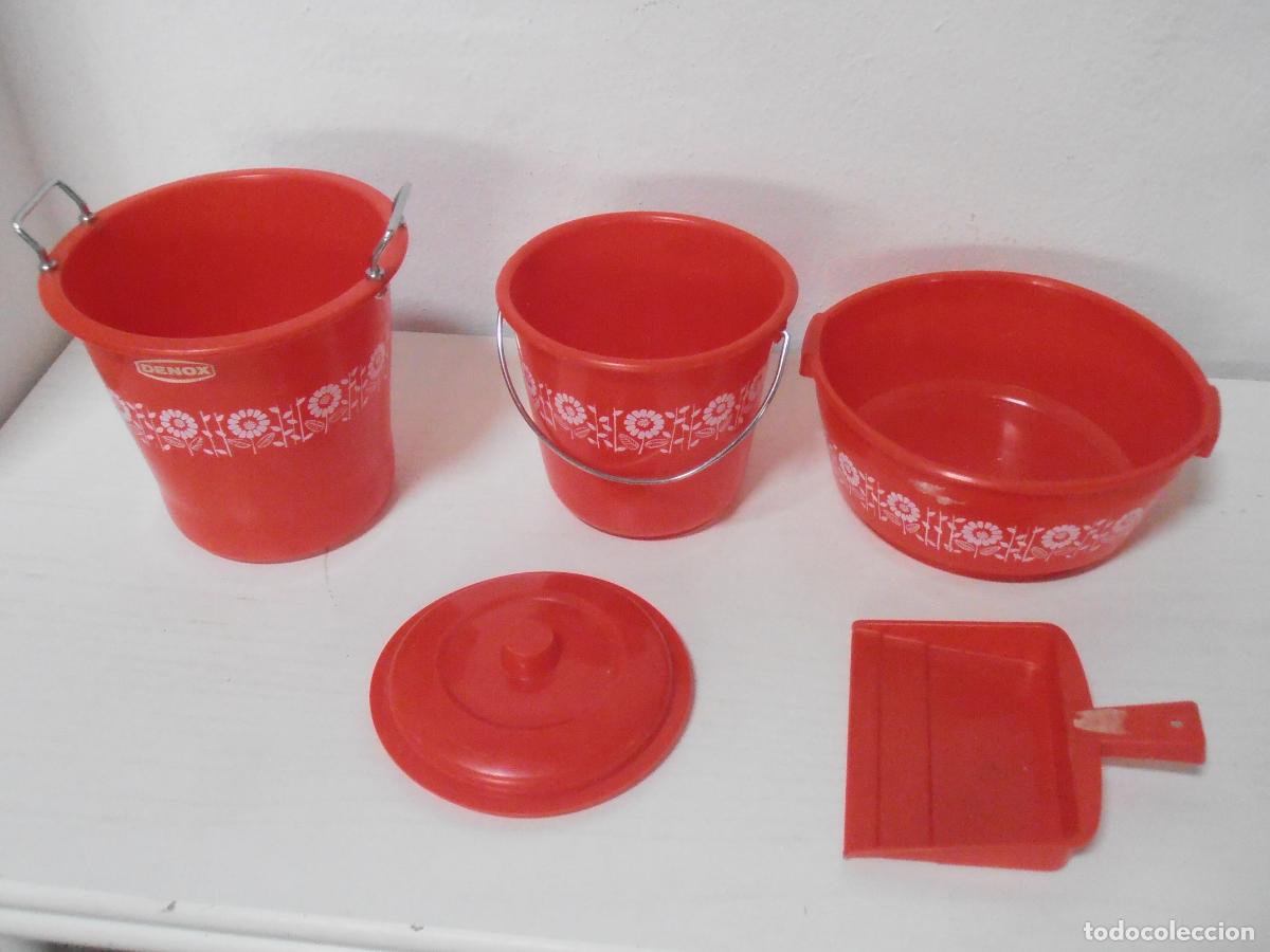 Juguetes antiguos y juegos de colecci&oacute;n: LOTE CACHARRITOS DE COCINA JUGUETE, CUBOS, PALANGA Y RECOGEDOR, V-10, A&Ntilde;OS 70
