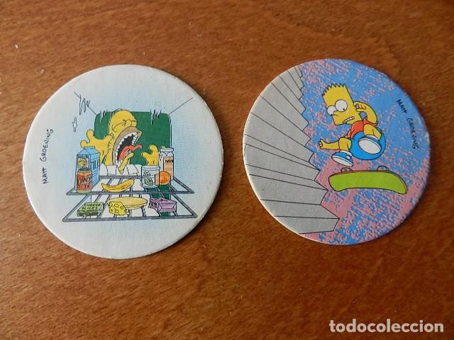 Juguetes antiguos y juegos de colecci&oacute;n: Lote 2 Tazo The Simpsons n&ordm; 14 43 a&ntilde;o 2000 5 points magic box int Bart Simpson Skate homer frigo