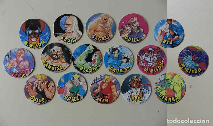 Juguetes antiguos y juegos de colecci&oacute;n: LOTE 16 TAZOS GOLOSINAS VIDAL CHICLE CHICLES STREET FIGHTER II CAPCOM GAME TAZO CAPS POGS