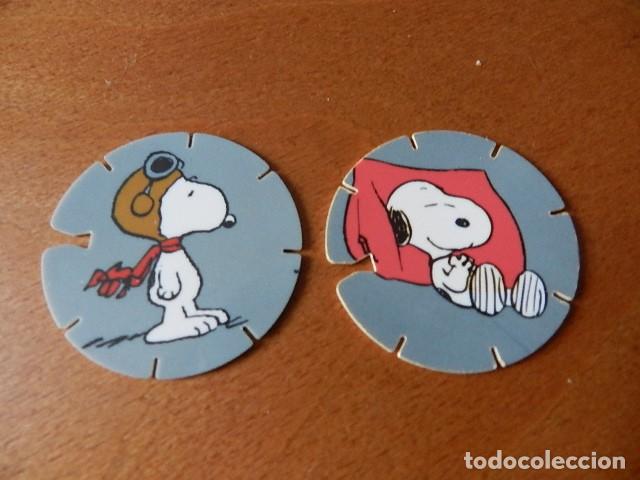 Juguetes antiguos y juegos de colecci&oacute;n: Lote 2 Tazos Snoopy caps collection GREFUSA n&ordm; 9 aviador 41 siesta