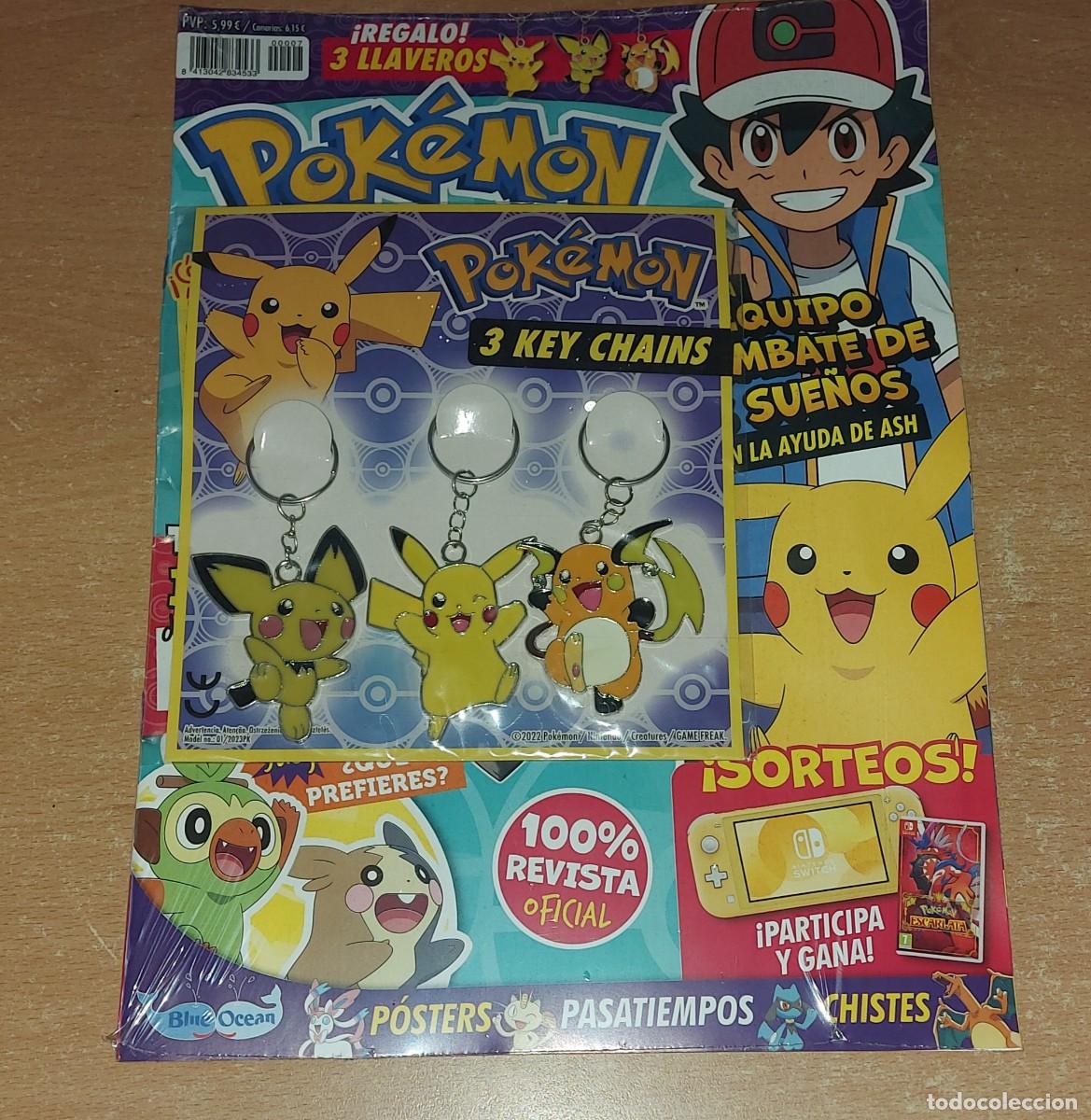 Juguetes antiguos y juegos de colecci&oacute;n: Revista POKEMON OFICIAL 7 CON 3 LLAVEROS KEY CHAINS PICACHU