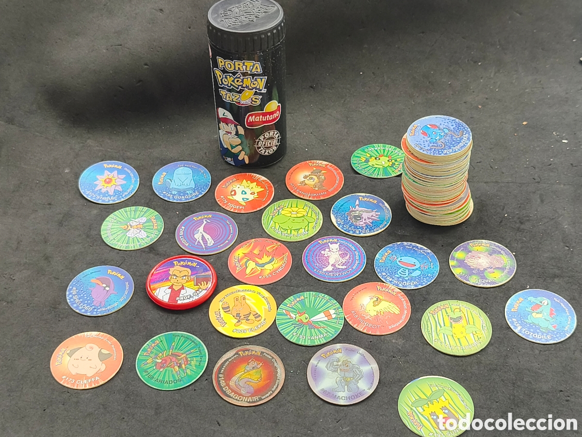 Juguetes antiguos y juegos de colecci&oacute;n: Pokemon, lote de 82 tazos y porta tazos pokemon, tiene el n.1