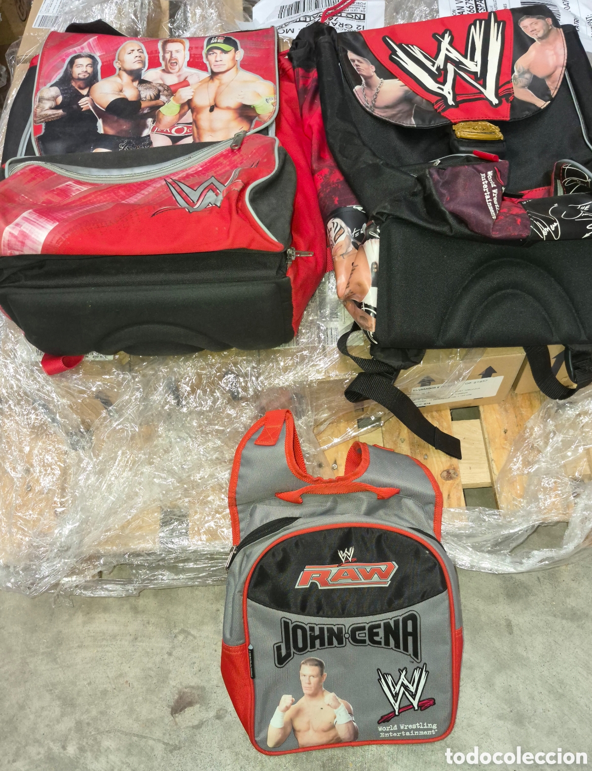 Juguetes antiguos y juegos de colecci&oacute;n: Lote de 3 mochilas de lucha libre catch. John Cena. Wwe wwf