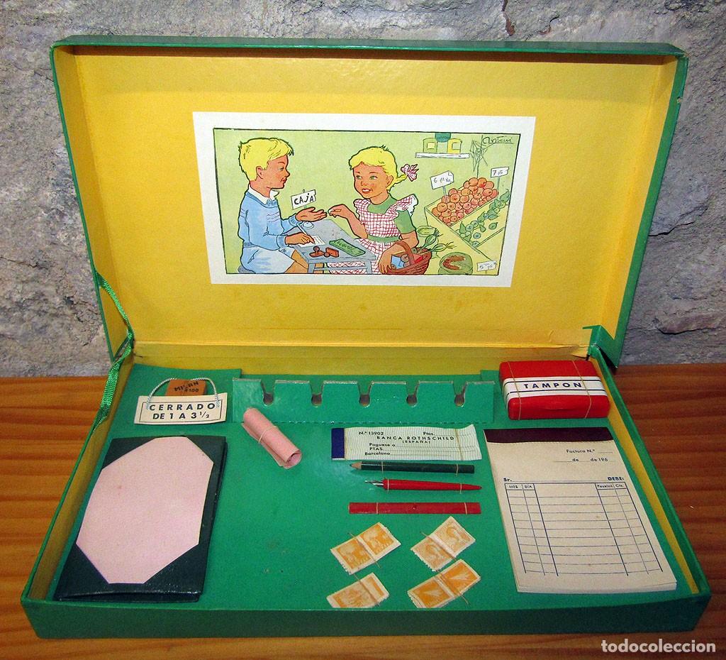 Juguetes antiguos y juegos de colecci&oacute;n: ANTIGUA CAJA CON ACCESORIOS PARA JUGAR A SER TIENDERO - A&Ntilde;OS 50/60 - JUGAR A TIENDAS