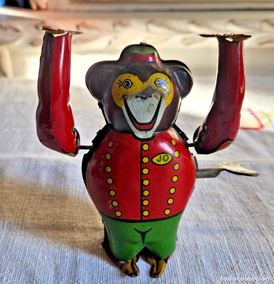 Antique Toys and Collectible Games: JOUET TOLE LITHOGRAPHIEE JO L'ACROBATE SINGE MECANIQUE FONCTIONNE MADE FRANCE